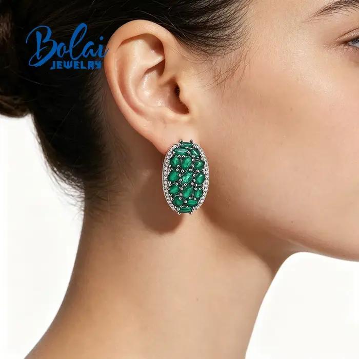 Magnifiques boucles d'oreilles en agate verte naturelle