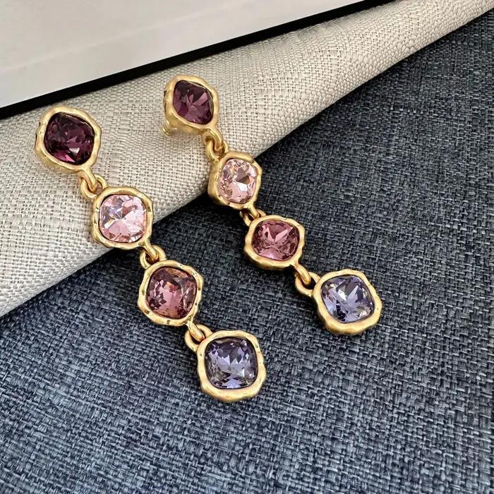 Os – boucles d'oreilles géométriques en verre coloré incrusté de Zircon pour femmes