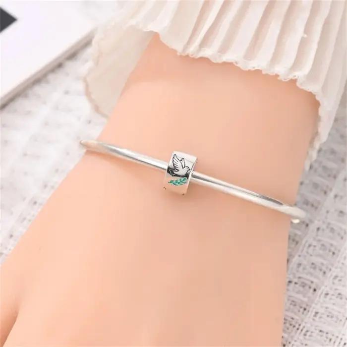 Breloques en forme de cœur colombe de la paix en argent Sterling 925 pour femmes
