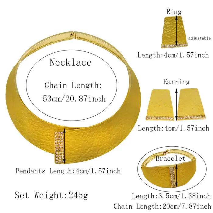 Collier pour femmes plaqué or brillant collier rond starter Simple mode boucles d'oreilles bague Bracelet Banquet Bijoux accessoires