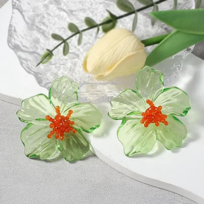 Boucles d'oreilles à fleurs en résine colorée pour femmes