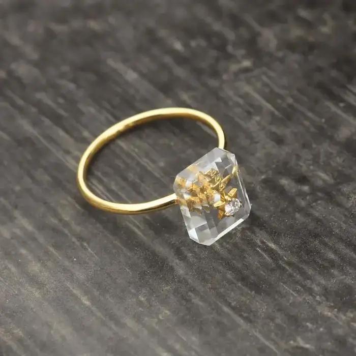 Bague en Argent Rectangulaire avec Ouverture Unique pour Femme