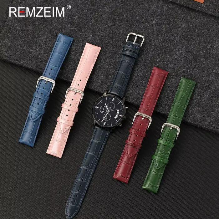 Bracelet de montre en cuir synthétique pour femmes, 14mm, 16mm, 18mm, 20mm, 22mm, décontracté, élégant, motif gaufré, bracelet de remplacement