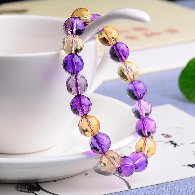 Alanding Yst-Bracelet de perles rondes à facettes pour hommes et femmes