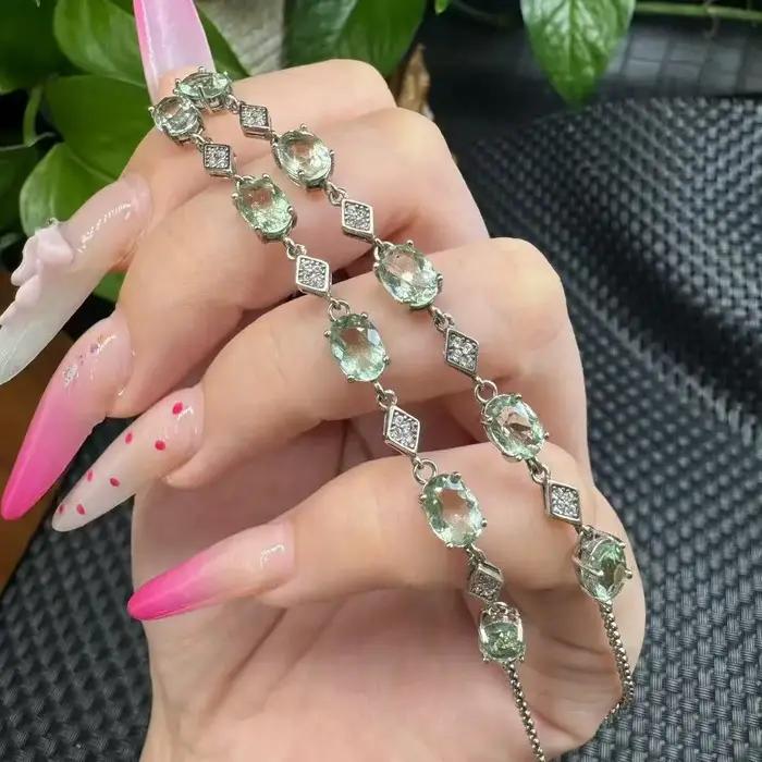 Unité un Bracelet 925 argent avec coût personnalisé cristal de Fluorite naturel guérison