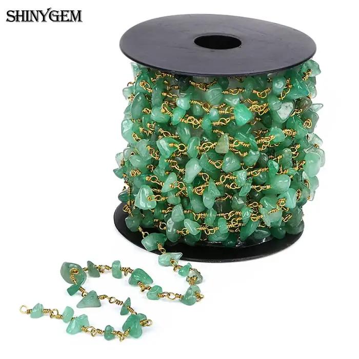 Chaînes de Perles en Tourmaline Naturelle ShinyGem Plaquées Or pour Création Bijouterie Occasions Spéciales