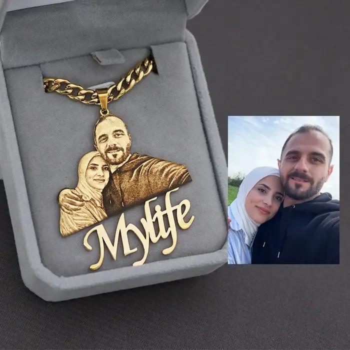 Pendentif avec plaque signalétique personnalisée, collier avec Photo personnalisée, collier avec Por