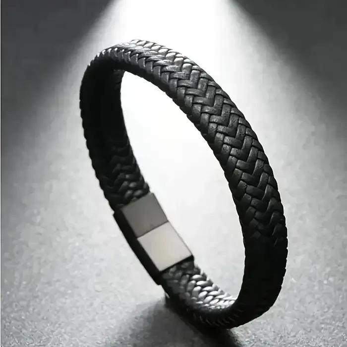 1 Pack Bracelet en cuir tressé tendance et à la mode pour hommes et femmes, pour les rendez-vous, le