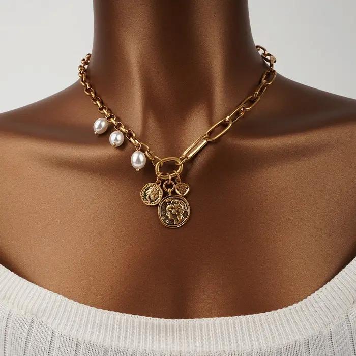 Collier circulaire irrégulier Vintage avec chaîne de clavicule exagérée bohème, nouveau Style de cha