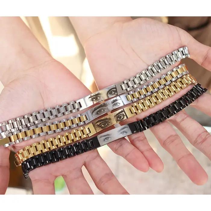Bracelet de montre personnalisé avec image d'oeil gravée