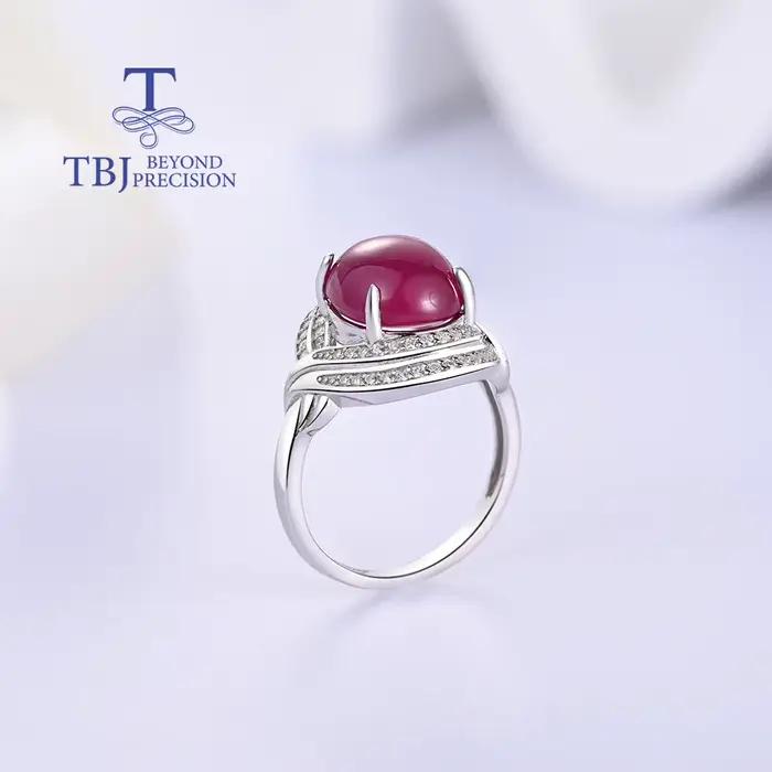 Bague en argent sterling 925 avec une grande pierre précieuse ovale en rubis naturel