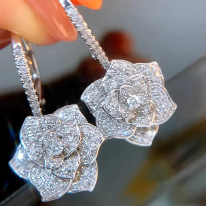 Foyimagination-Boucles d'oreilles en diamant à haute teneur en carbone pour femmes