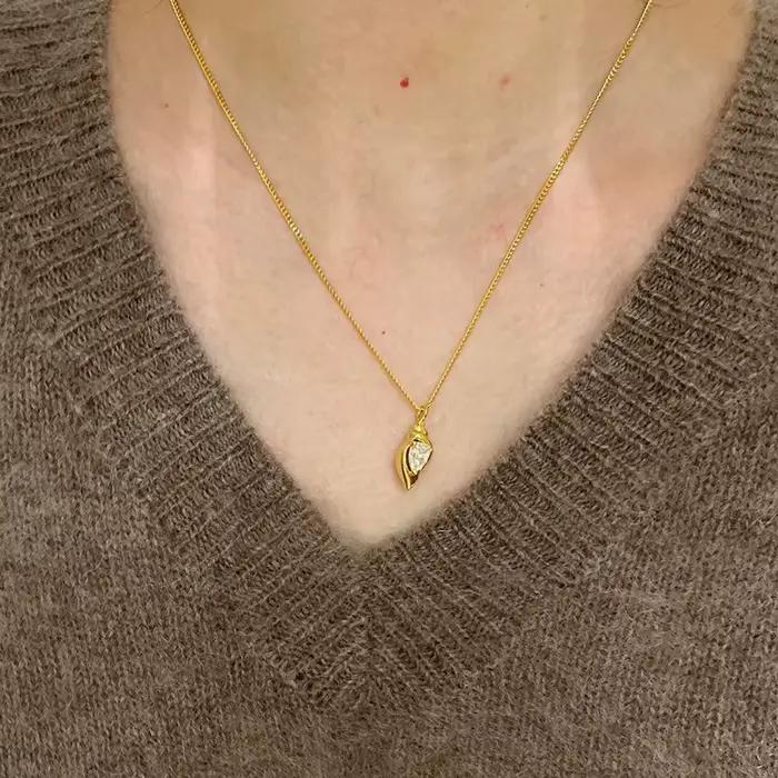 ENSHIR – collier avec pendentif en zircon couleur or pour femmes, chaîne de clavicule, Design de luxe, bijoux français Vintage, cadeaux, vente en gros