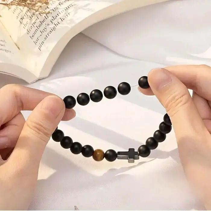 Bracelet élastique en pierre naturelle perlée