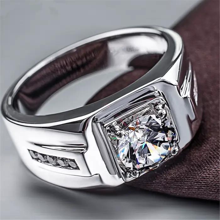 Bagues en argent sterling 925 pour homme et femme, zircon brillant, bijoux de mariage et de fiançail