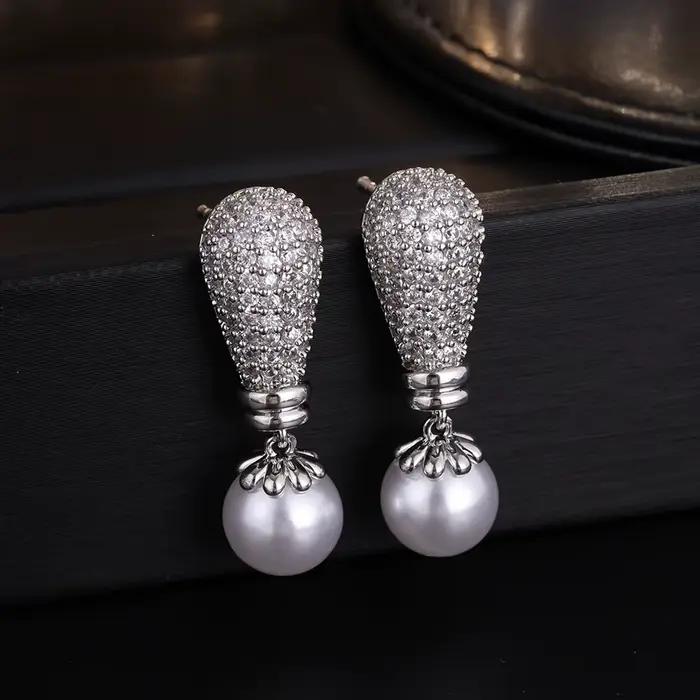 ZAKOL luxe Buling brillant zircone Imitation perle boucles d'oreilles pour les femmes afrique saoudienne à la mode dame fête bijoux