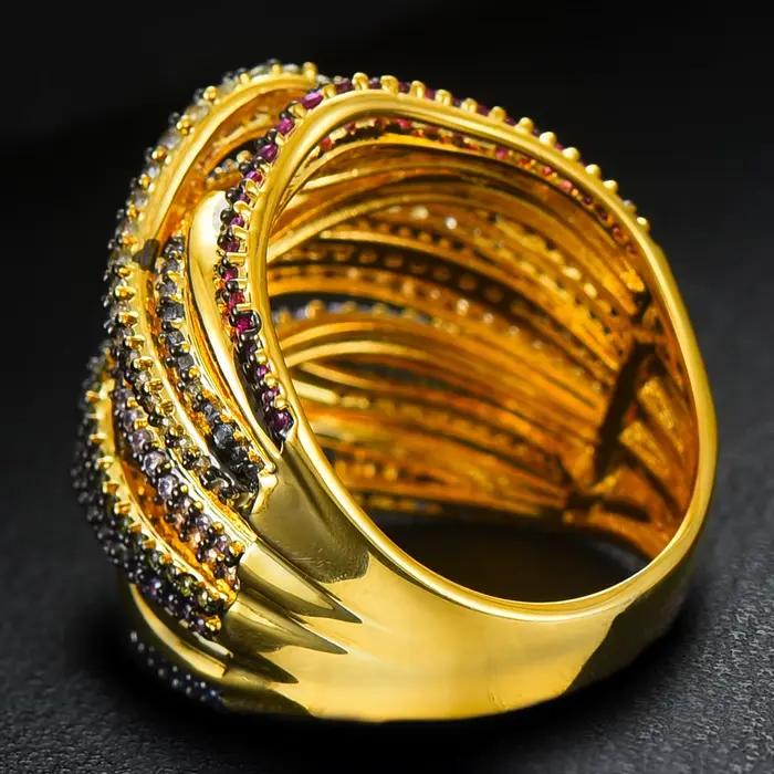Missvikki-Grande bague multicolore de luxe pour femmes