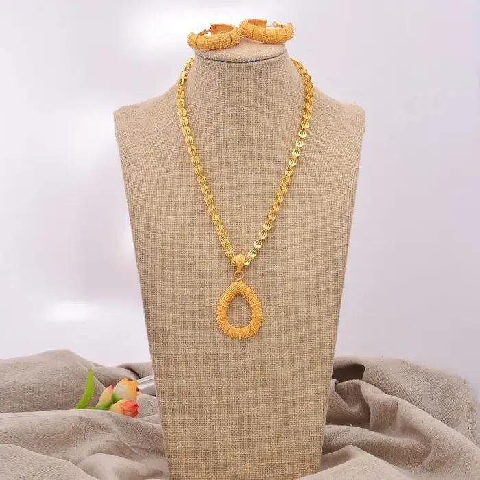 Nouveaux ensembles de bijoux éthiopiens couleur or de Dubaï pour femmes
