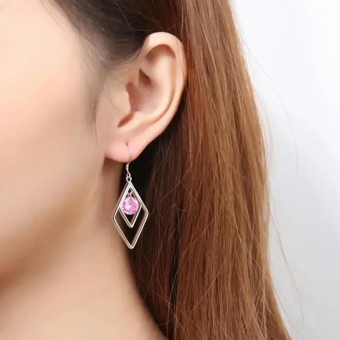 Buyee-Boucles d'oreilles pendantes en argent regardé 925 pour femmes et filles