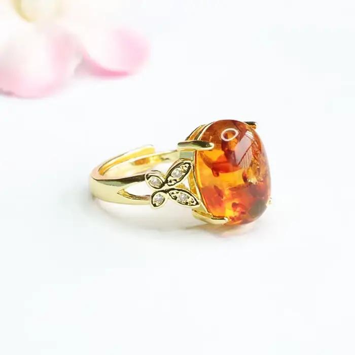 Bague en ambre naturel, anneau en ambre Floral, bijoux pour femmes, artisanat fait à la main, expédition directe, accessoires de Bracelet HP3120505
