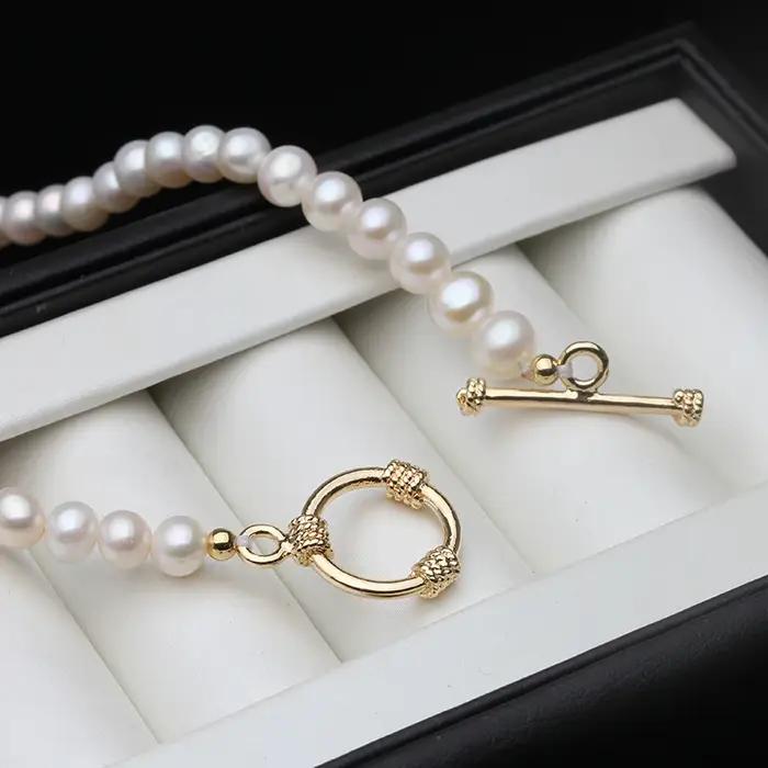 Collier de perles d'eau douce naturelles blanches véritables pour femme