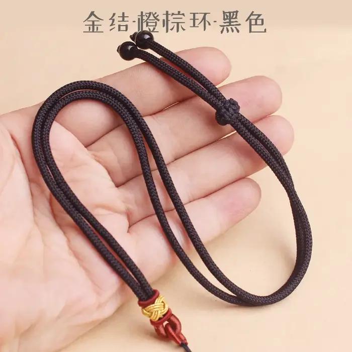 Collier Symbole Chinois en Corde Tressée à la Main, Largeur 2,5 cm, Longueur 64 cm, Chaîne Réglable,