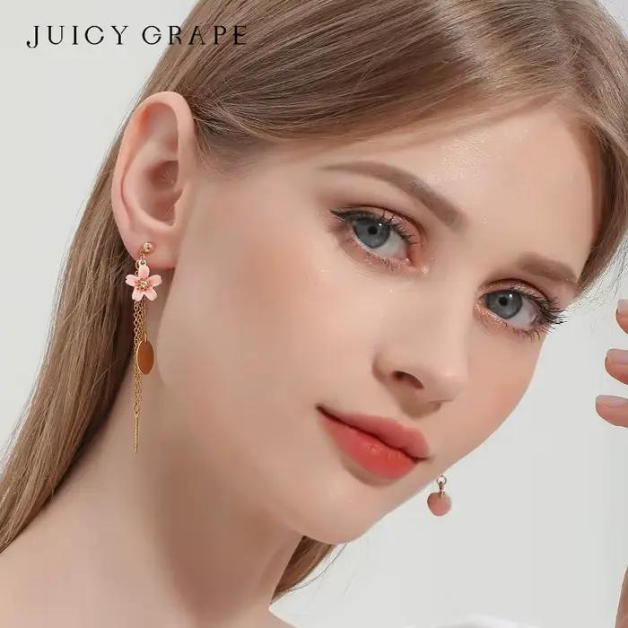 Boucles d'oreilles Juicy Grape en argent Sterling S925 avec émail artisanal et zircon pour femmes occasions spéciales festive élégance