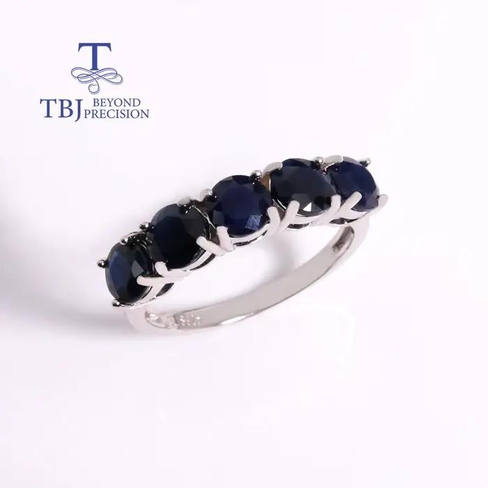 Bague en saphir bleu naturel Noble et élégante, bijoux fins en argent sterling 925 avec de vraies pi