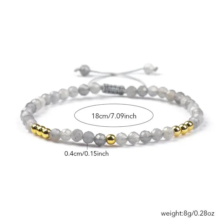 Bracelet réglable tressé en pierre naturelle