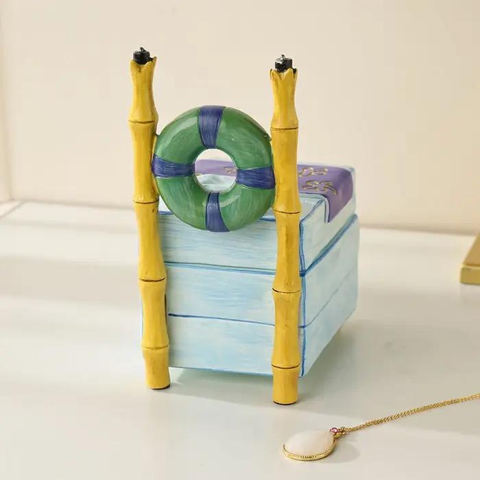 Boîte de rangement de bijoux polyèdre peinte à la main pour femmes, boîte de rangement de bijoux pour bureau et décoration de maison, boîte de rangement de bijoux pour anniversaire et cadeau spécial