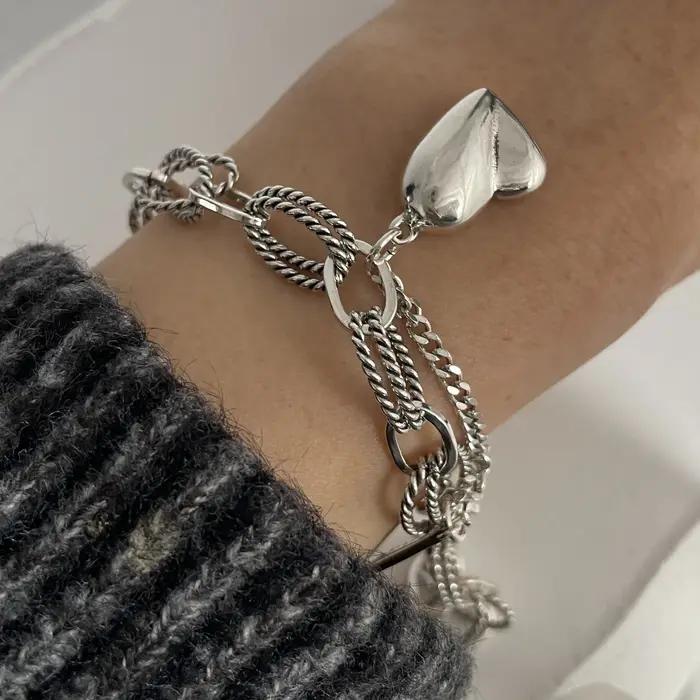 Bracelet en métal en argent regardé 100% pour femme
