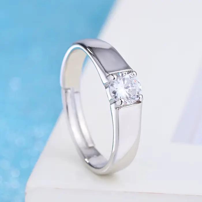 Bague en argent sterling 925 charmante avec zircon rose exquis