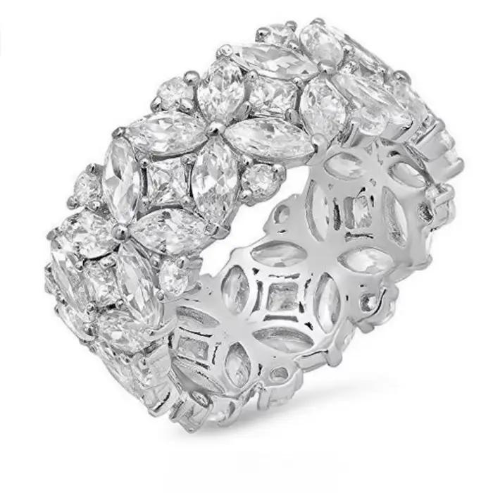 Bague en argent sterling 925 avec diamant de laboratoire en forme de fleur, pour femme, idéale pour