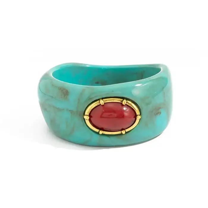 Bracelet manchette en résine acrylique géométrique irrégulier PuRui Bohemia pour femmes