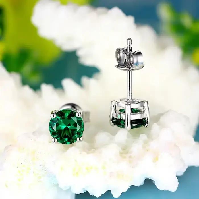 Véritable 925 argent Sterling émeraude bijoux pierre précieuse pour les femmes Aros Mujer Oreja