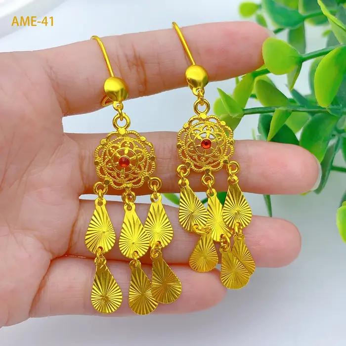 ANIID Dubai dame Design gland boucles d'oreilles bijoux pour femmes éthiopien africain couleur or