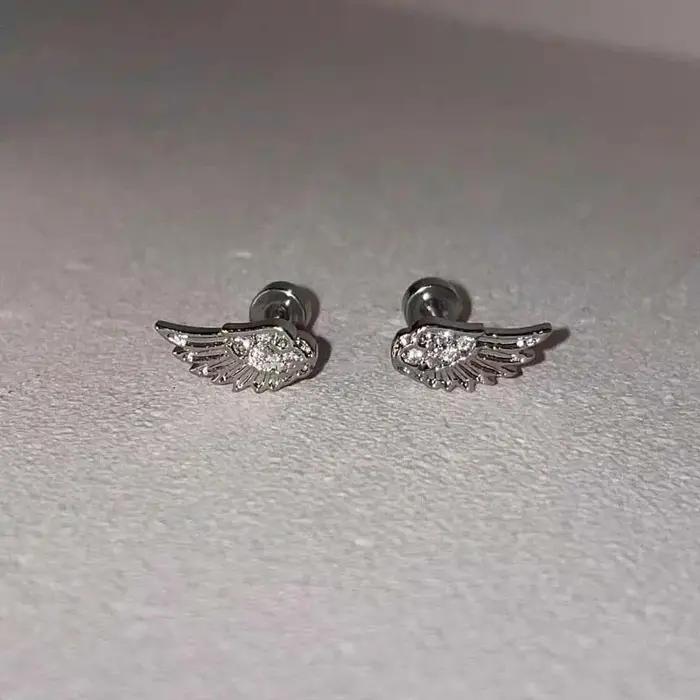 Boucles d'oreilles en forme d'aile de Zircon pour femmes