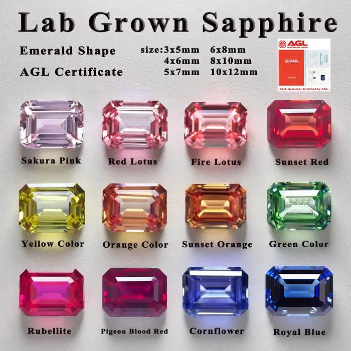 Saphir de laboratoire taille émeraude vert
