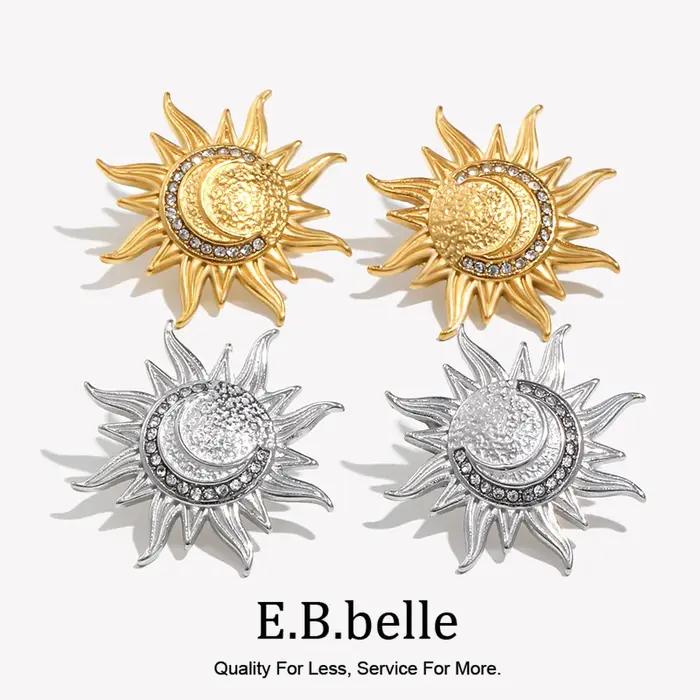 E.B.belle – boucles d'oreilles soleil en acier inoxydable