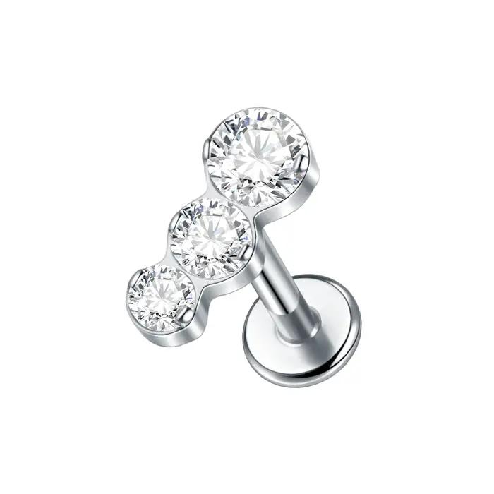 Boucles d'oreilles en titane et Zircon pour femmes, 1 pièce, Tragus, Helix, conque, Piercing, papill