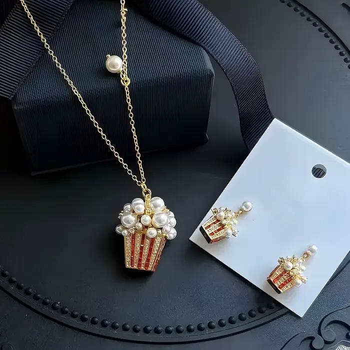 Ensemble de bijoux VKVVA élégant et tendance avec perles popcorn et zircon
