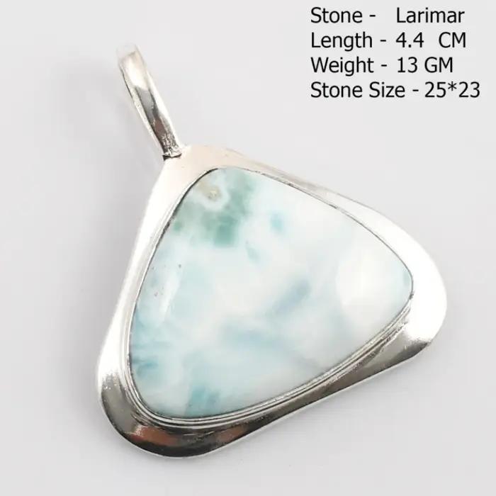 Pendentif en pierre semi-précieuse Larimar avec cadre en argent tibétain pour femmes occasions spéciales cadeau unique