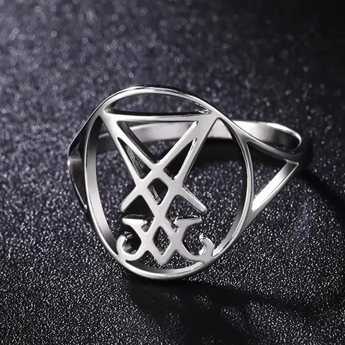 Dawapara Leviathan croix anneau église sceau de Lucifer Lorraine croix symbole alchimique bague en a