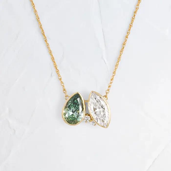 DPLAOPA – pendentif en forme de poire marquoise en argent Sterling 925, avec Zircon vert et bleu, co