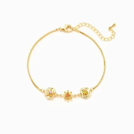 Bracelet de fleur de naissance personnalisé en métal de base or rose or plaqué argent cadeau d'anniversaire fête des mères bijou pour femme occassionnelle spécial