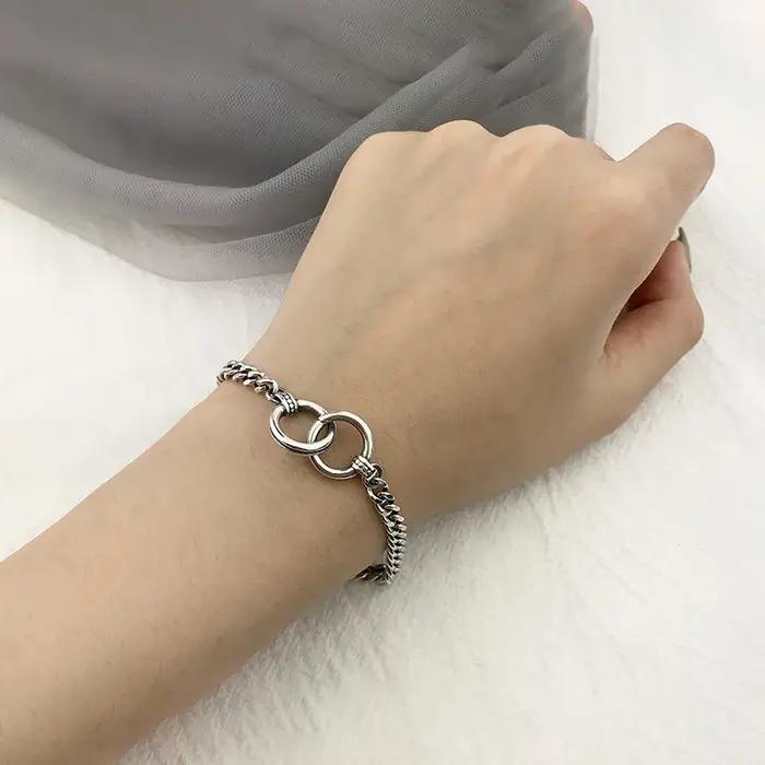 Bracelet en Argent Sterling Serties De Zircons Cubiques Pour Femmes Mode Occasions Spéciales