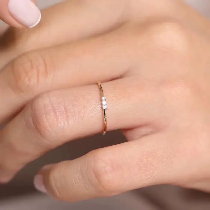 Bague minimaliste en argent regardé S925 pour femme