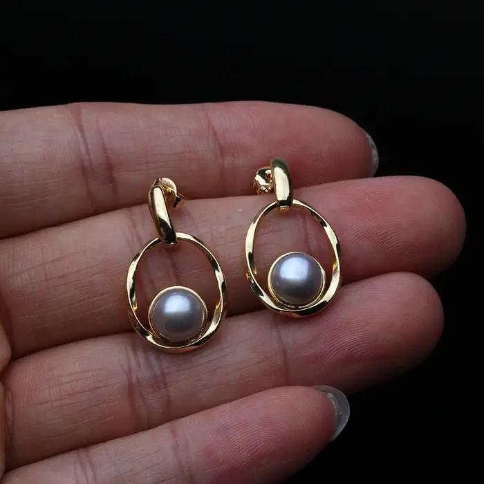 Boucles d'oreilles en perles d'eau douce naturelles pour femmes