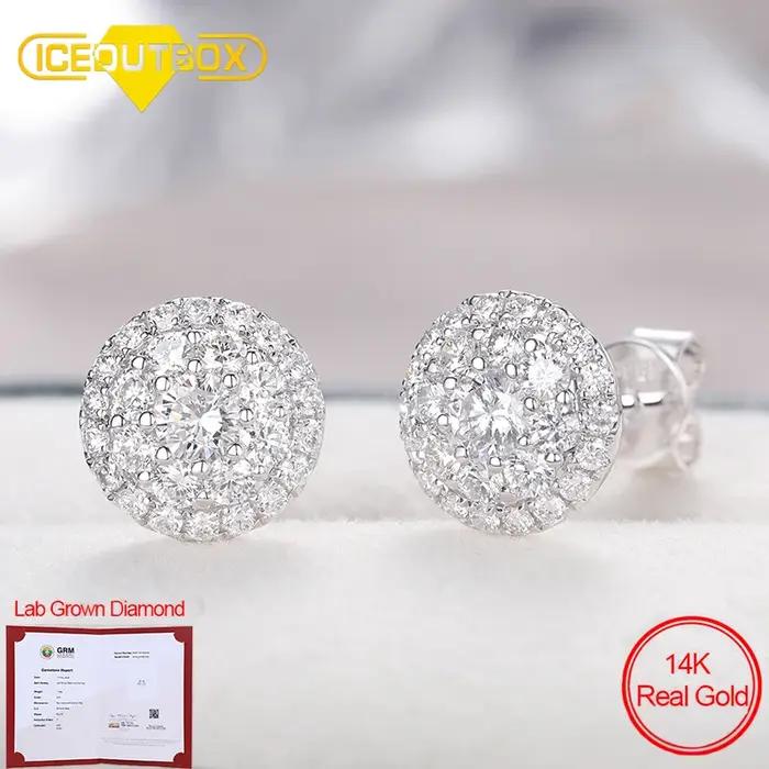 Boucles d'oreilles en diamant créées en vrai laboratoire pour femmes
