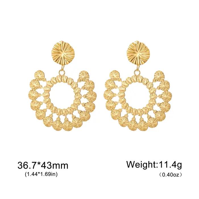 Boucles d'oreilles rondes en relief exagérées pour femmes et filles